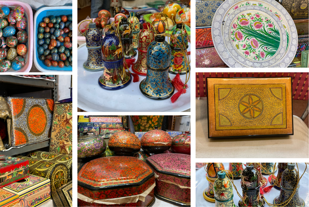 Collage of Kashmir papier-mâché products